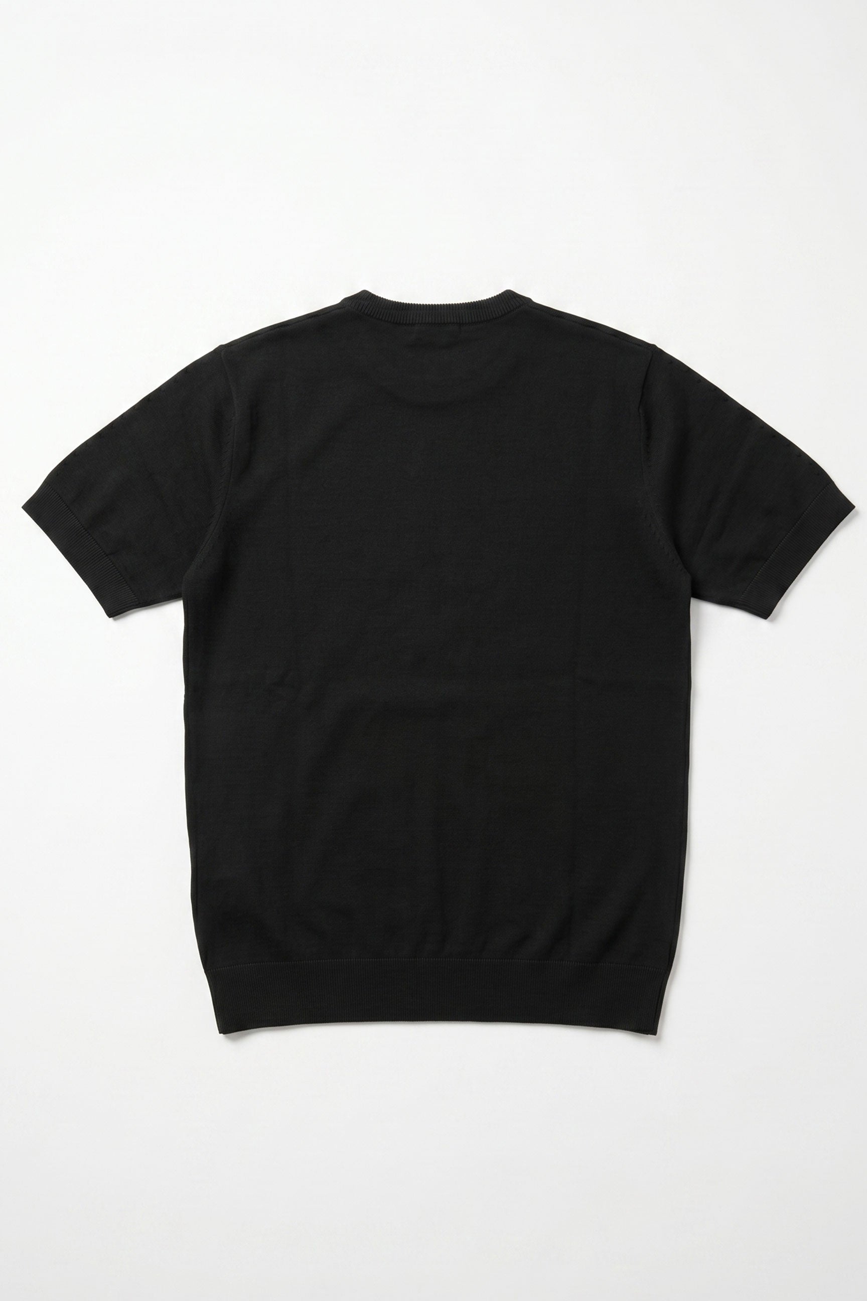 Men’s Black Classic Knitted TShirt Short Sleeve Crew Neck
