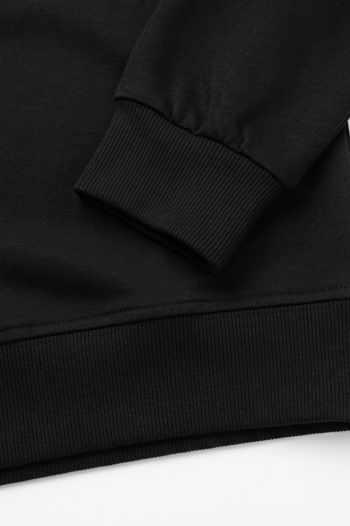 Men’s Black Cotton Blend Crew Neck Sweatshirt Long Sleeve Stretch Pullover