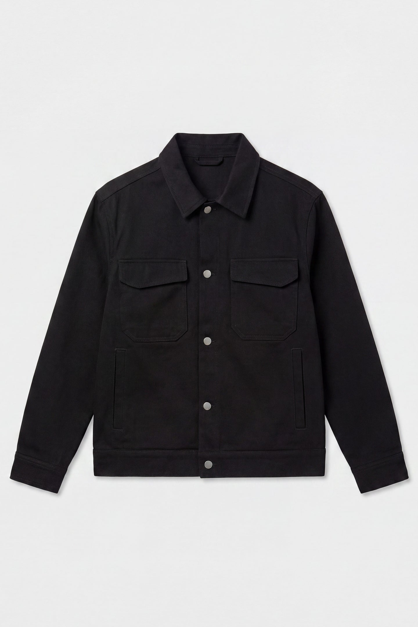 Men’s Black Cotton Twill Jacket - Trucker Overshirt