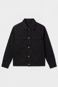Men’s Black Cotton Twill Jacket - Trucker Overshirt