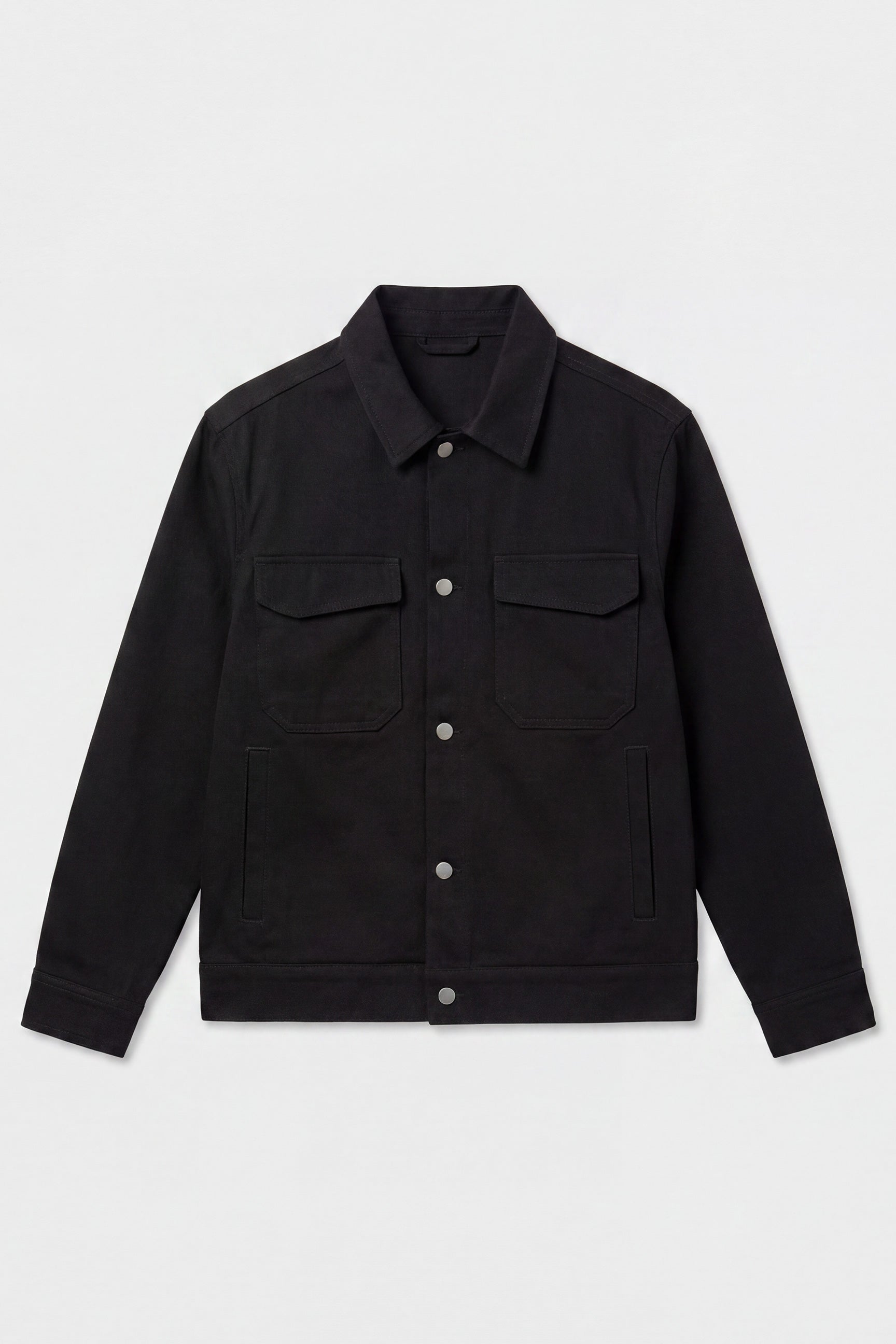 Men’s Black Cotton Twill Jacket - Trucker Overshirt