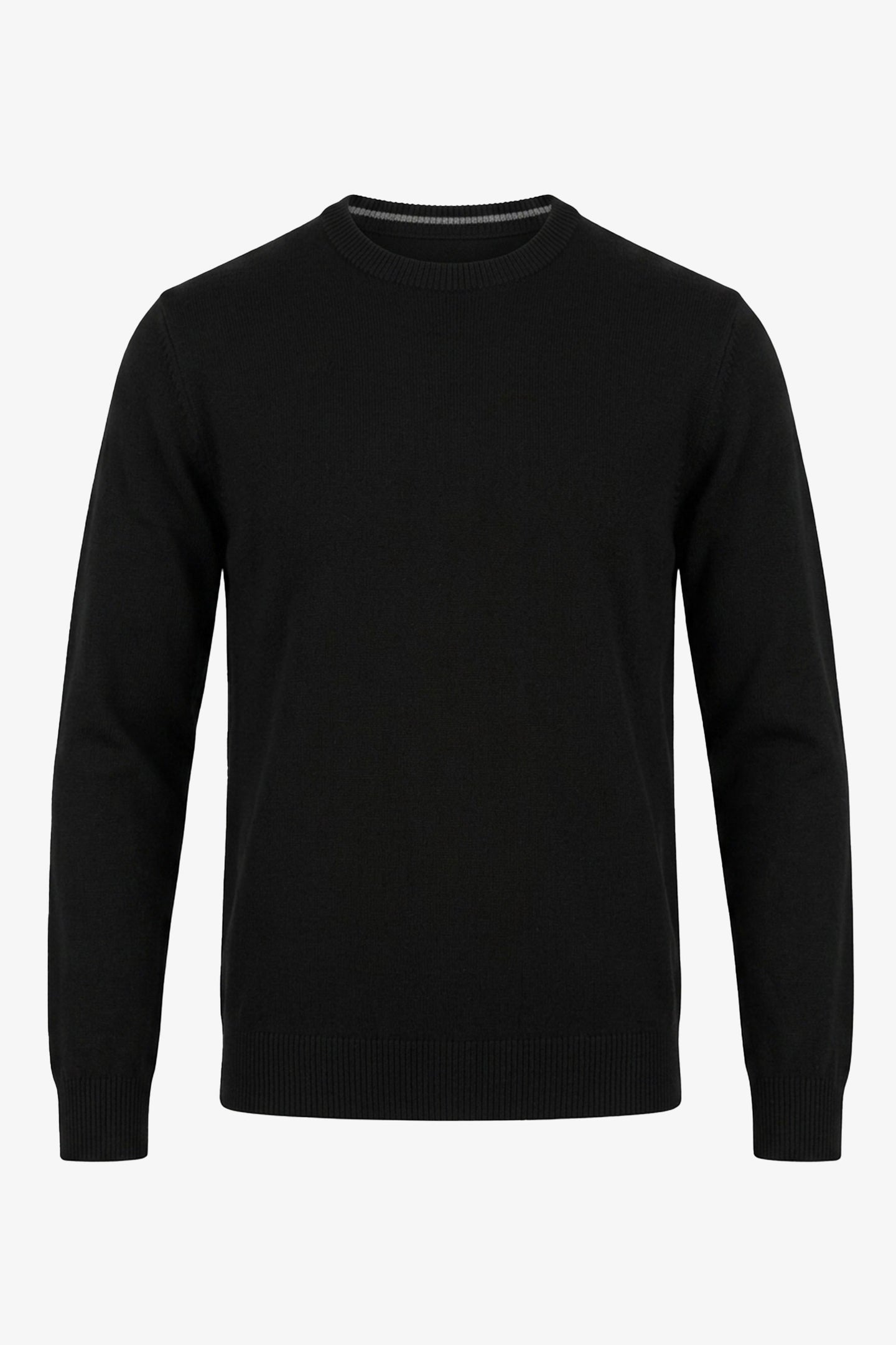 Men’s Black Knitted Crew Neck Sweater Acrylic Pullover Jumper