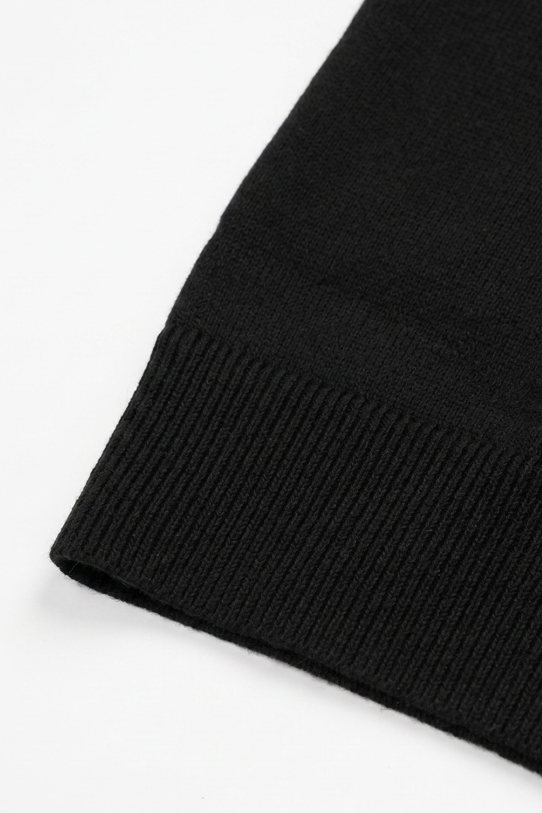 Men’s Black Knitted Polo Shirt Zip Neck Soft Blend Short Sleeve Top
