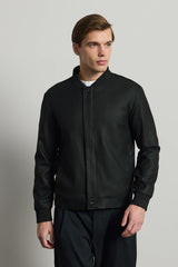 Men’s Black Minimal Smart Bomber Jacket