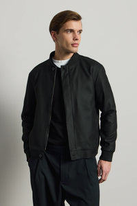 Men’s Black Minimal Smart Bomber Jacket