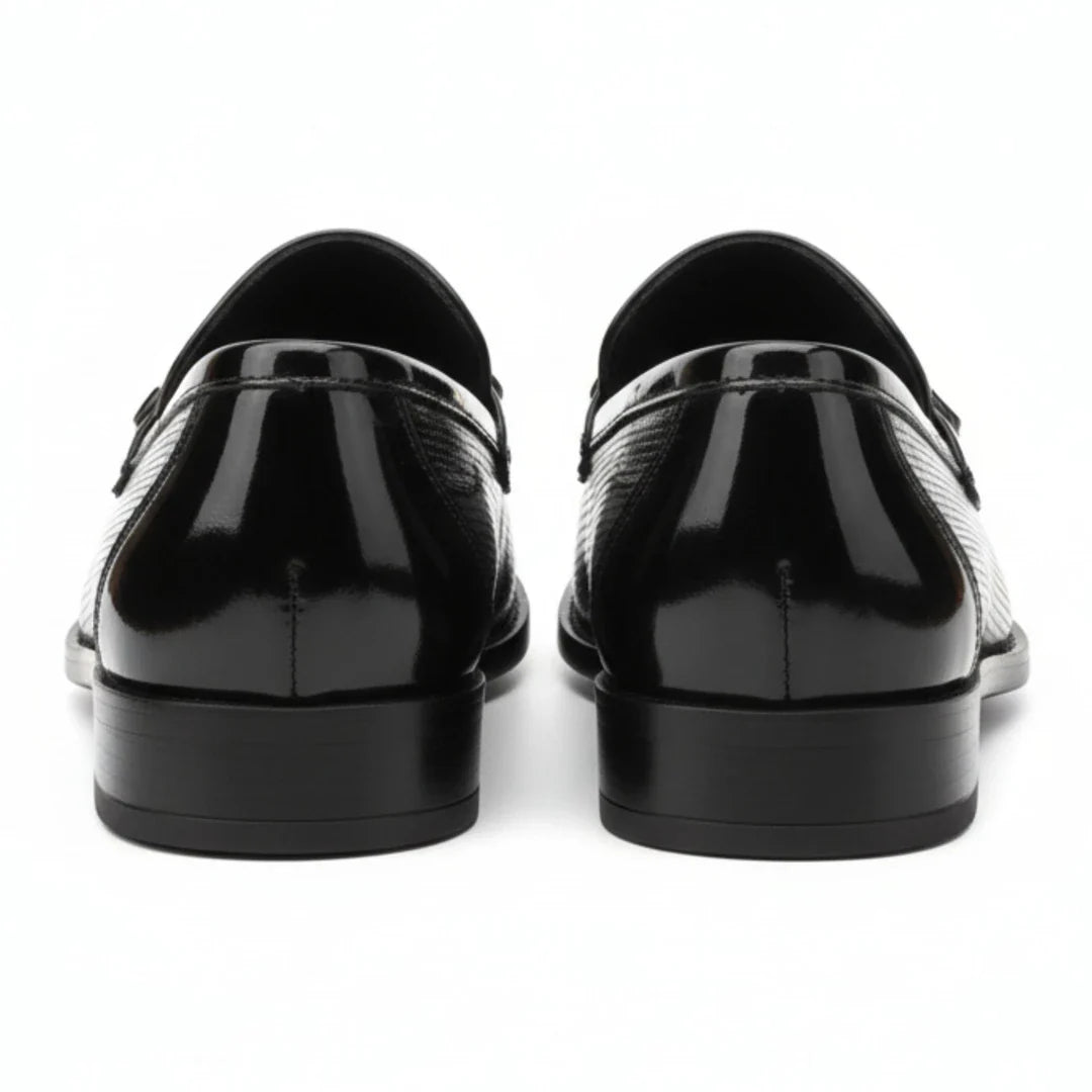 Men’s Black Patent PU Slip On Loafers
