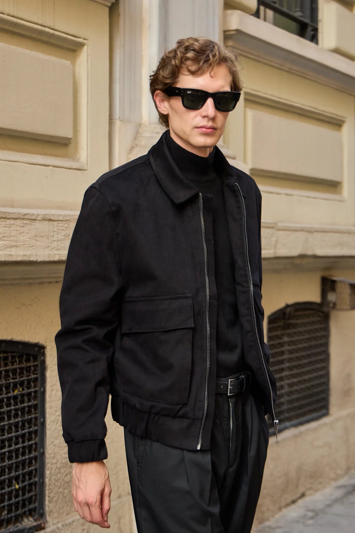Men’s Black Utility Bomber Lightweight Padded Zip Jacket