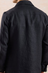 Men’s Black Zip Linen Jacket & Brown Trousers Set Smart Casual Summer Outfit