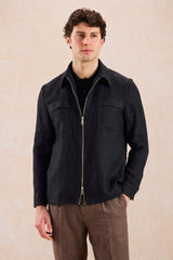 Men’s Black Zip Linen Jacket & Brown Trousers Set Smart Casual Summer Outfit
