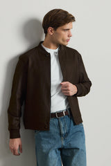 Men’s Brown Minimal Smart Bomber Jacket