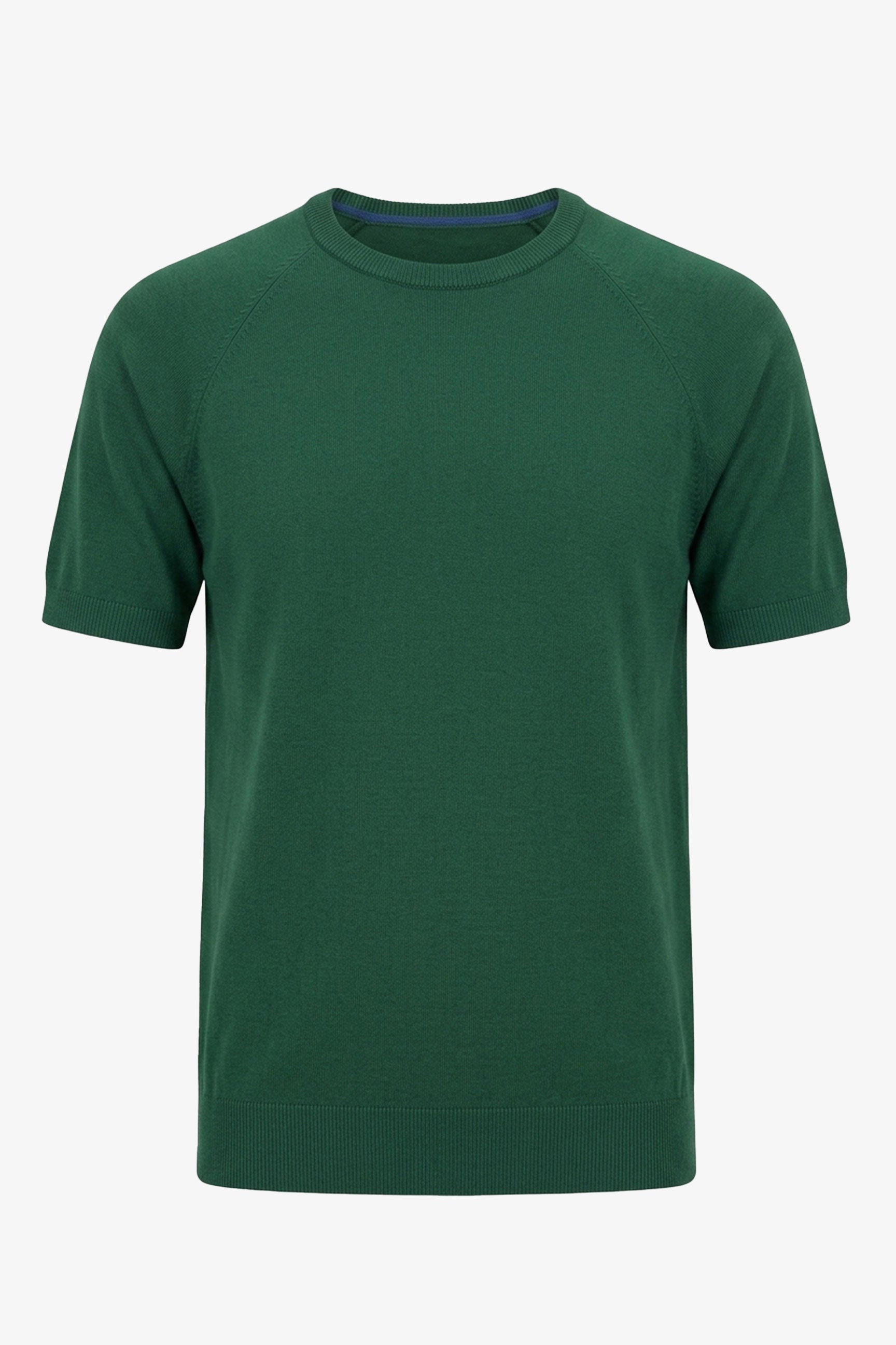 Men’s Green Classic Knitted TShirt Short Sleeve Crew Neck