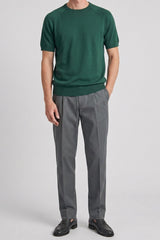 Men’s Green Classic Knitted TShirt Short Sleeve Crew Neck