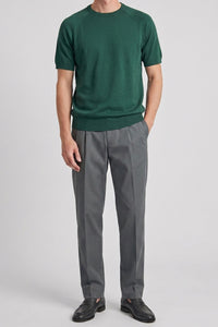Men’s Green Classic Knitted TShirt Short Sleeve Crew Neck