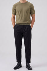 Men’s Khaki Classic Knitted TShirt Short Sleeve Crew Neck