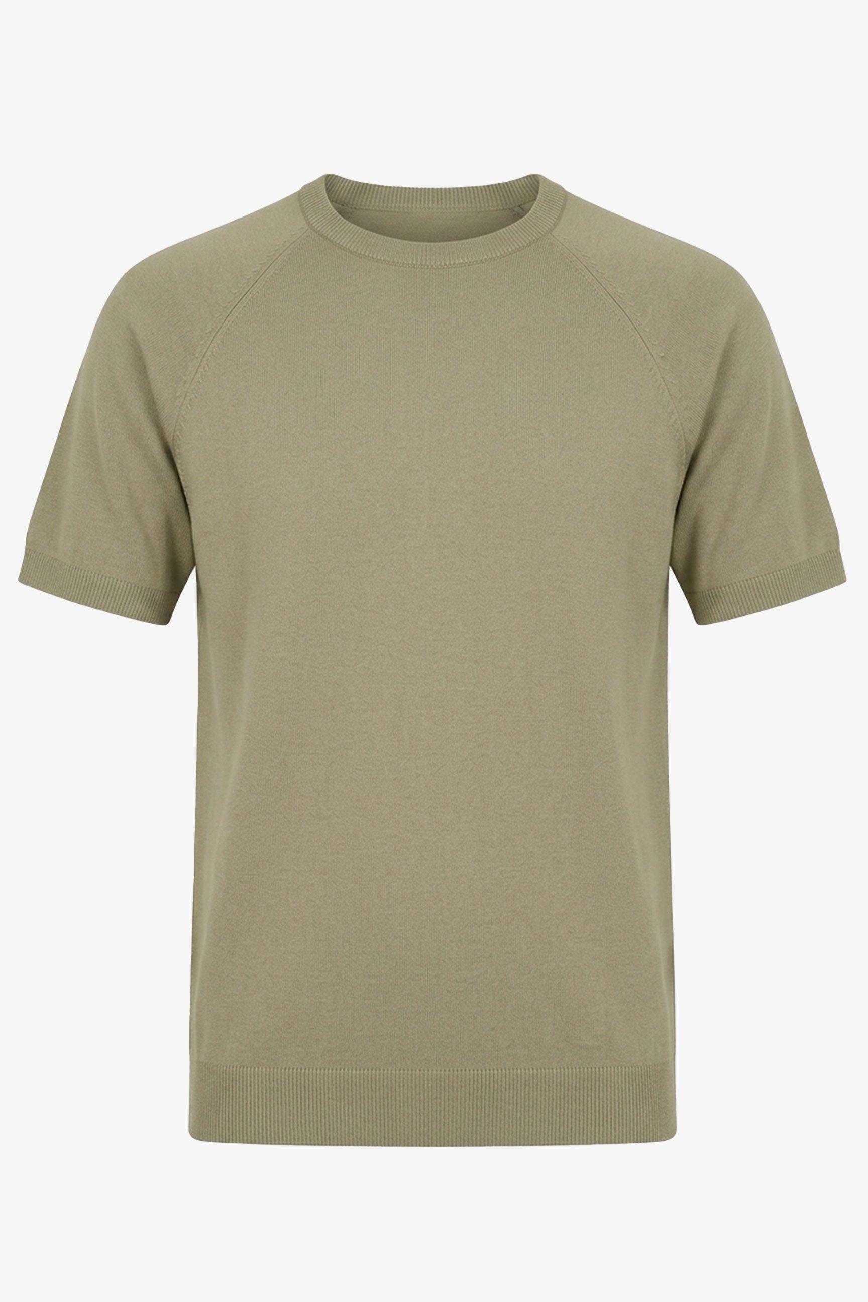 Men’s Khaki Classic Knitted TShirt Short Sleeve Crew Neck