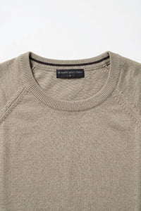 Men’s Khaki Classic Knitted TShirt Short Sleeve Crew Neck