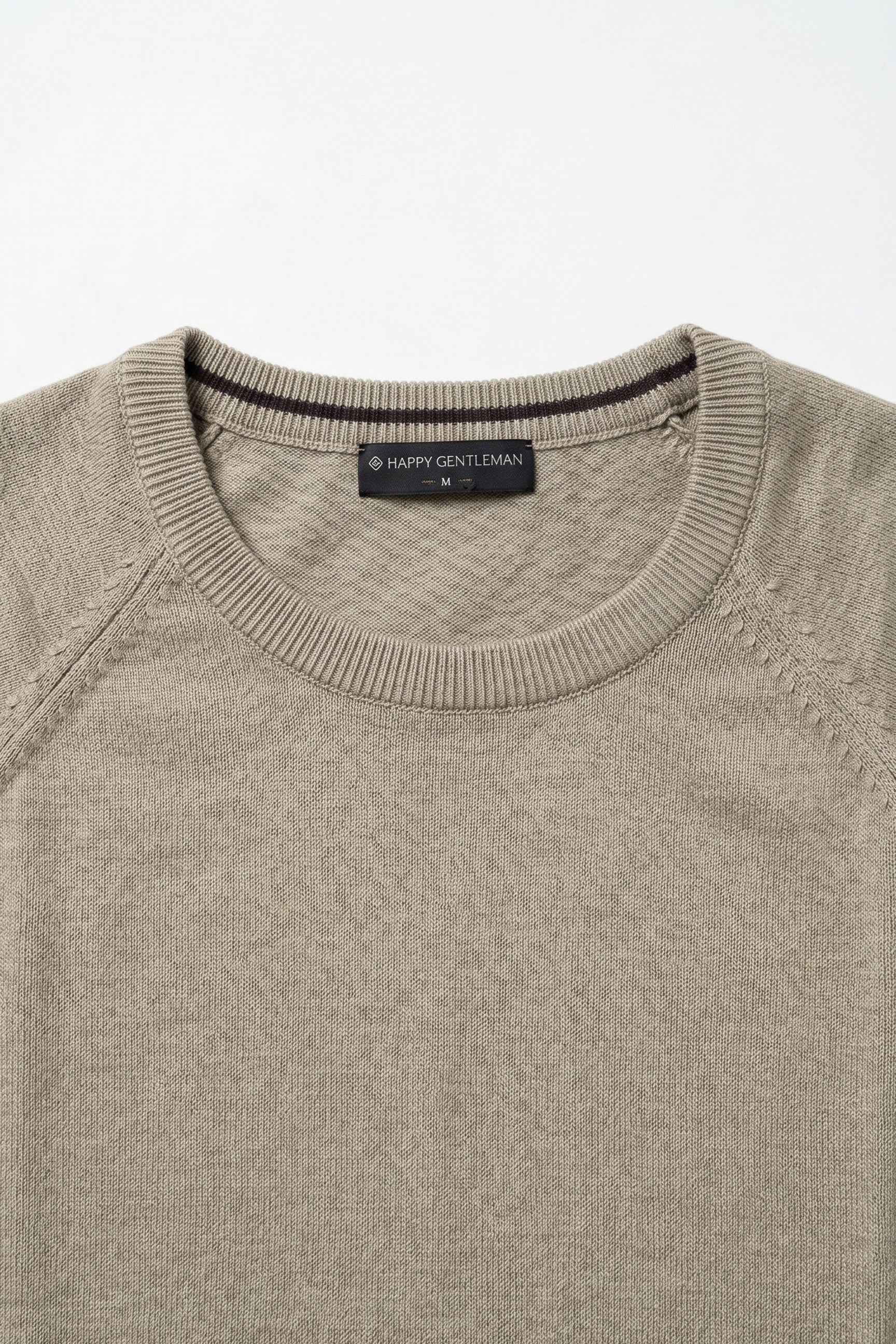Men’s Khaki Classic Knitted TShirt Short Sleeve Crew Neck