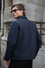 Men’s Navy Collared Waterproof Harrington Jacket