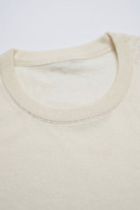 Men’s Cream Off White Knitted T Shirt Regular Fit Crew Neck Short Sleeve Top