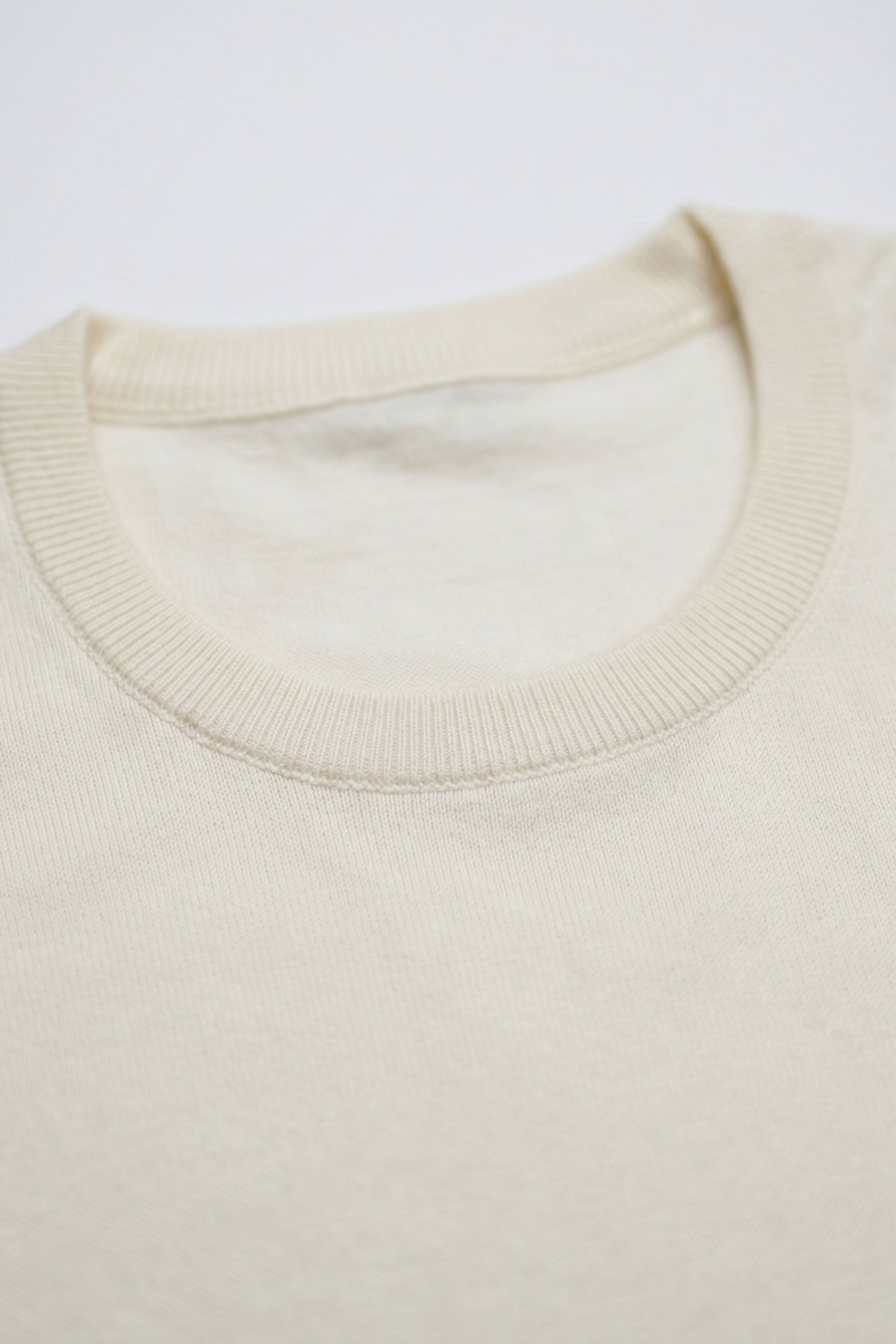 Men’s Cream Off White Knitted T Shirt Regular Fit Crew Neck Short Sleeve Top