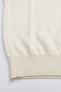 Men’s Cream Off White Knitted T Shirt Regular Fit Crew Neck Short Sleeve Top