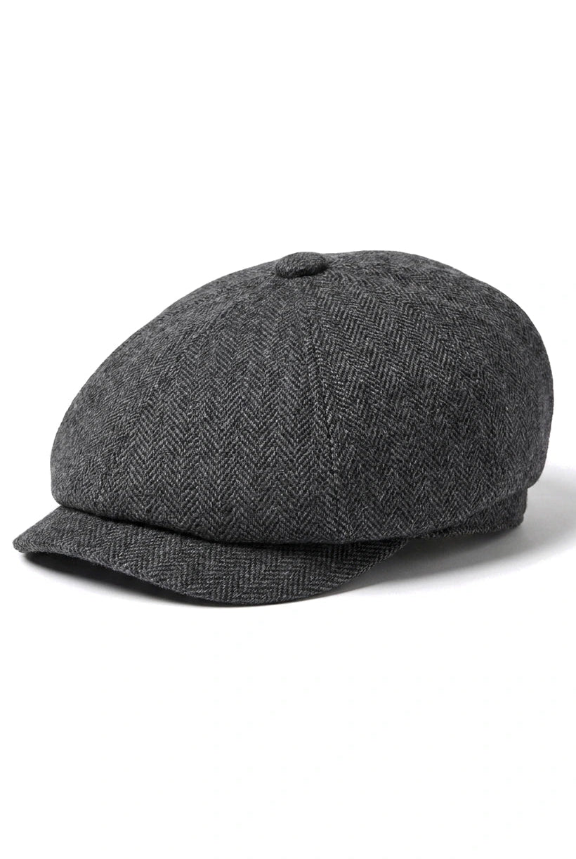 Mens 8 Panel Newsboy Cap - Cavani Martez - Dark Grey