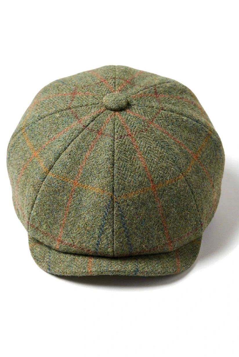 Men's 8 Panel Razor Hat Tweed Blinders Newsboy Green Check Flat Cap