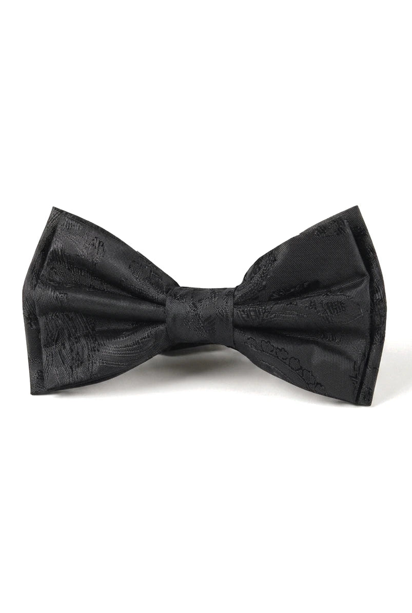 Men's Black Bow Tie Pocket Square Cuff Links Gift Set