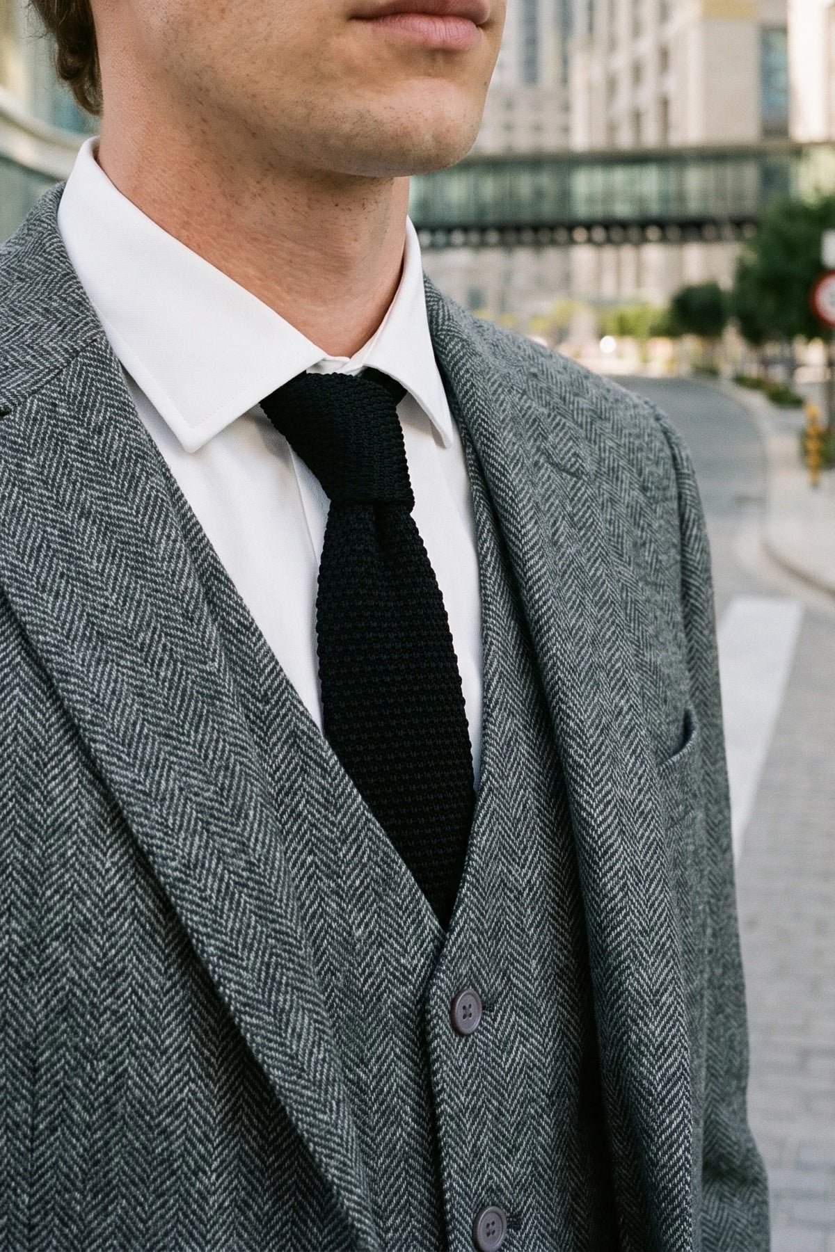 Men’s Black Knitted Tie