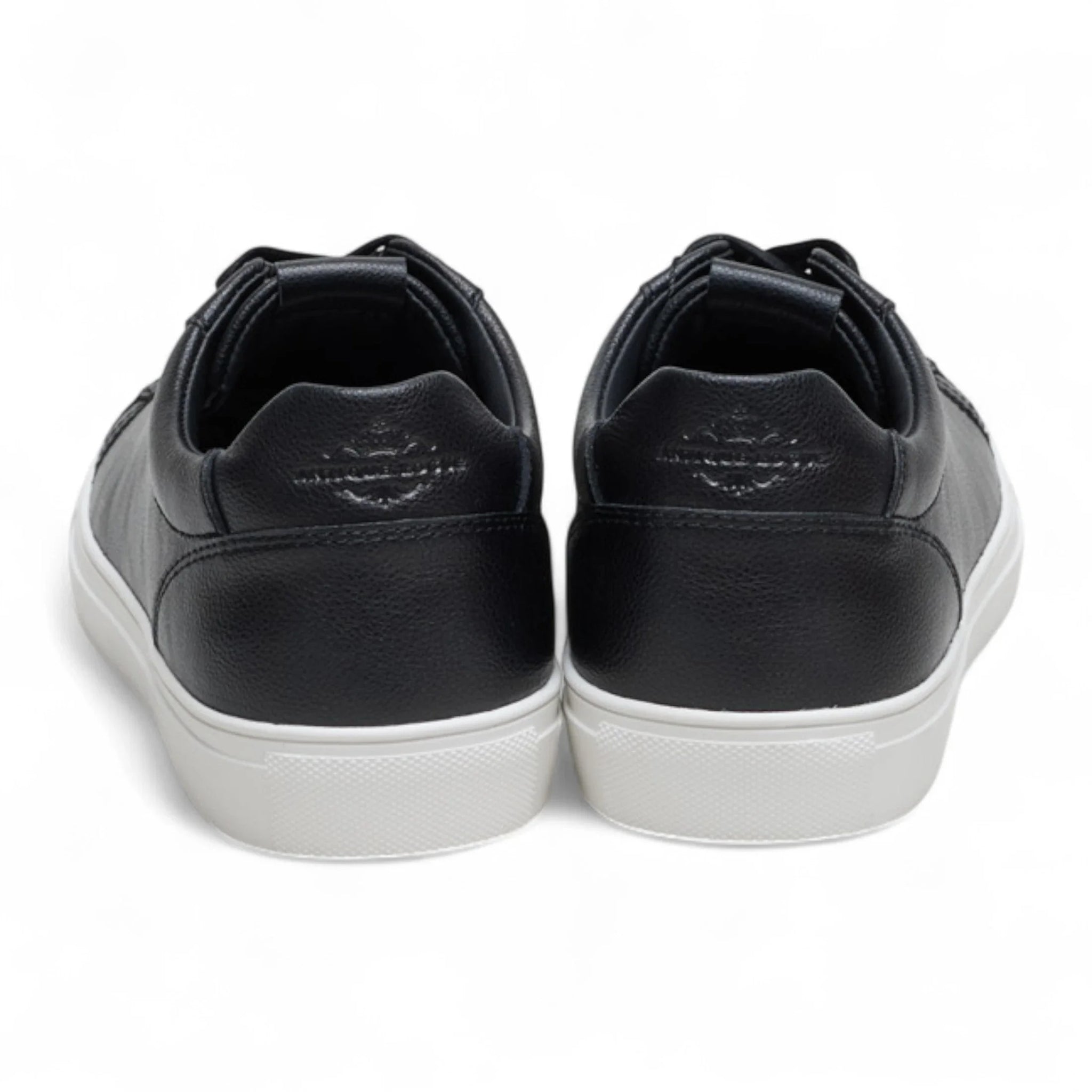 Men's Black Leather Lace-Up Casual Sneakers