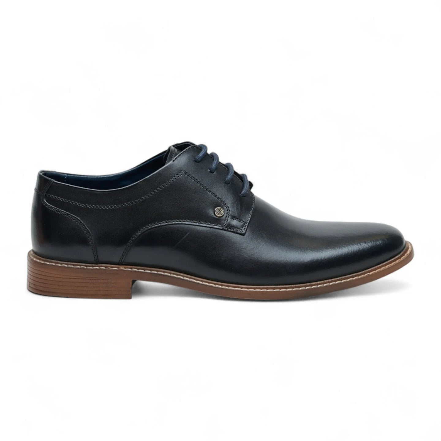 Men's Black Leather Polished Plain Formal Derby Shoes