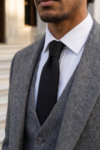 Men’s Black Slim Solid Colour Tie