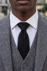 Men’s Black Suede-Finish Tie