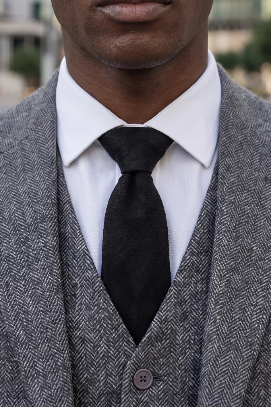 Men’s Black Suede-Finish Tie