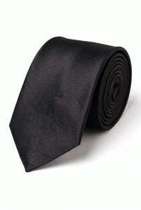 Men’s Black Tie Set with Pocket Square and Cufflinks