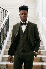 Men’s Black Tweed Wool Blend Bow Tie