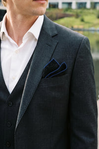 Men’s Black Tweed Wool Blend Pocket Square
