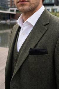 Men’s Black Tweed Wool Blend Pocket Square