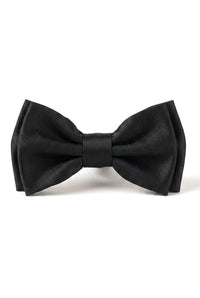 Men's Bow Tie Pocket Square Cuff Links Gift Set Black Color