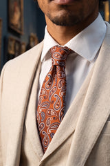 Men’s Bronze Paisley Patterned Tie