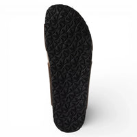 Men's Brown Leather Slip-On Footbed Slipper Sandals