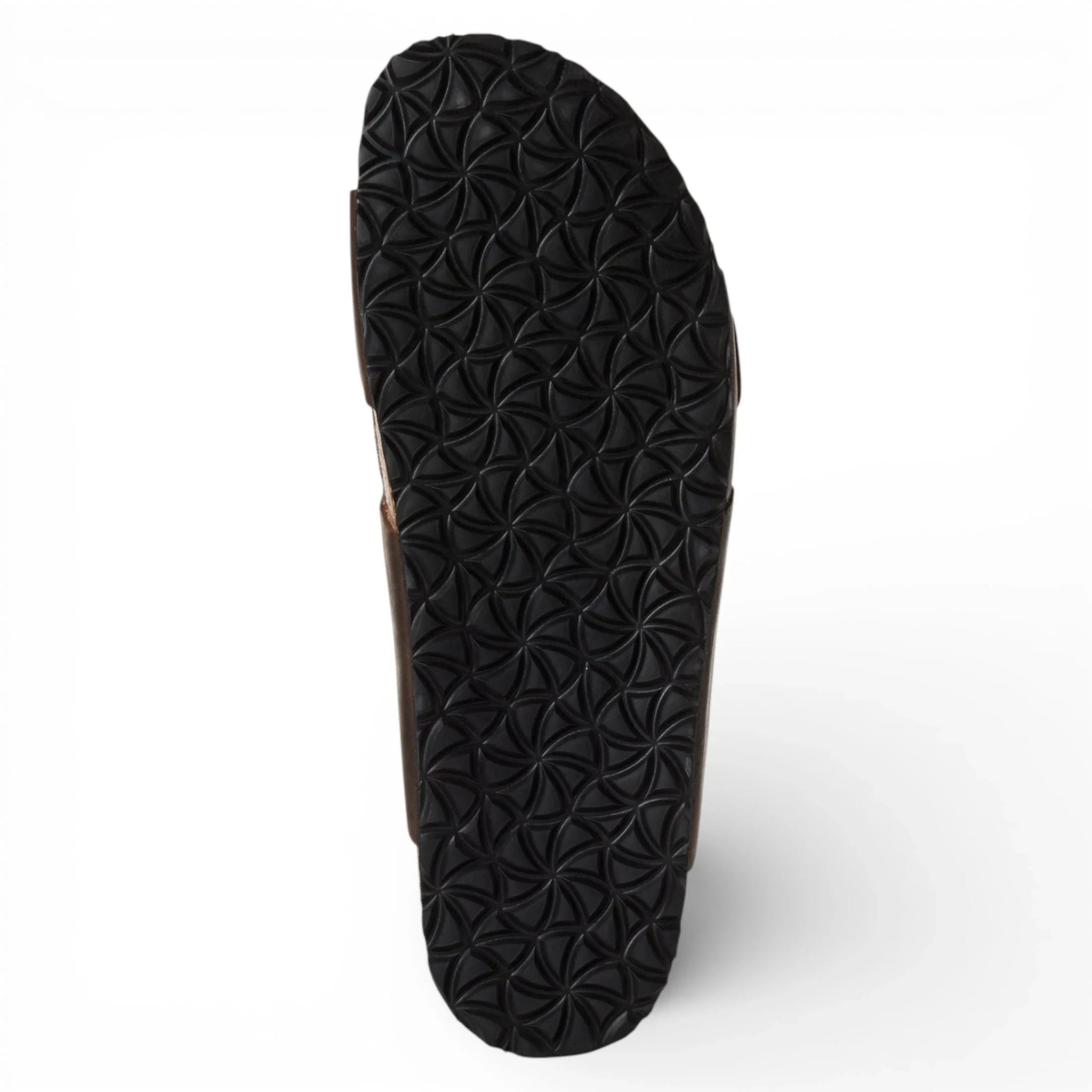 Men's Brown Leather Slip-On Footbed Slipper Sandals