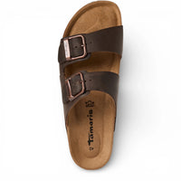 Men's Brown Leather Slip-On Footbed Slipper Sandals
