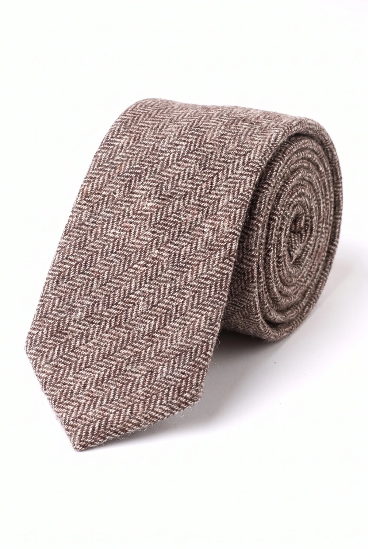 Men’s Brown Tweed Herringbone Check Tie