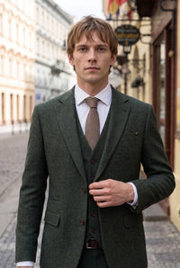 Men’s Brown Tweed Herringbone Check Tie