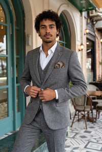 Men’s Brown Tweed Wool Blend Pocket Square