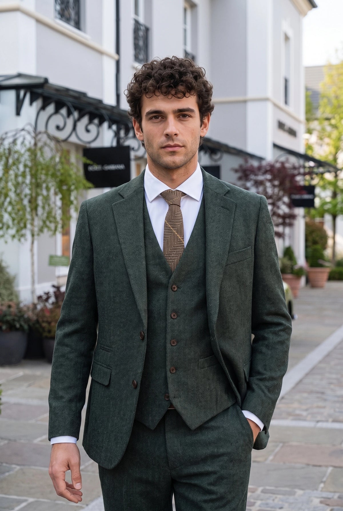Men’s Brown Wool Blend Tweed Tie
