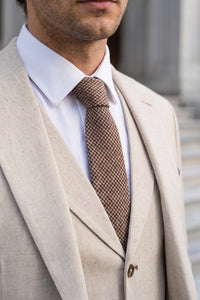 Men’s Brown Wool Blend Tweed Tie