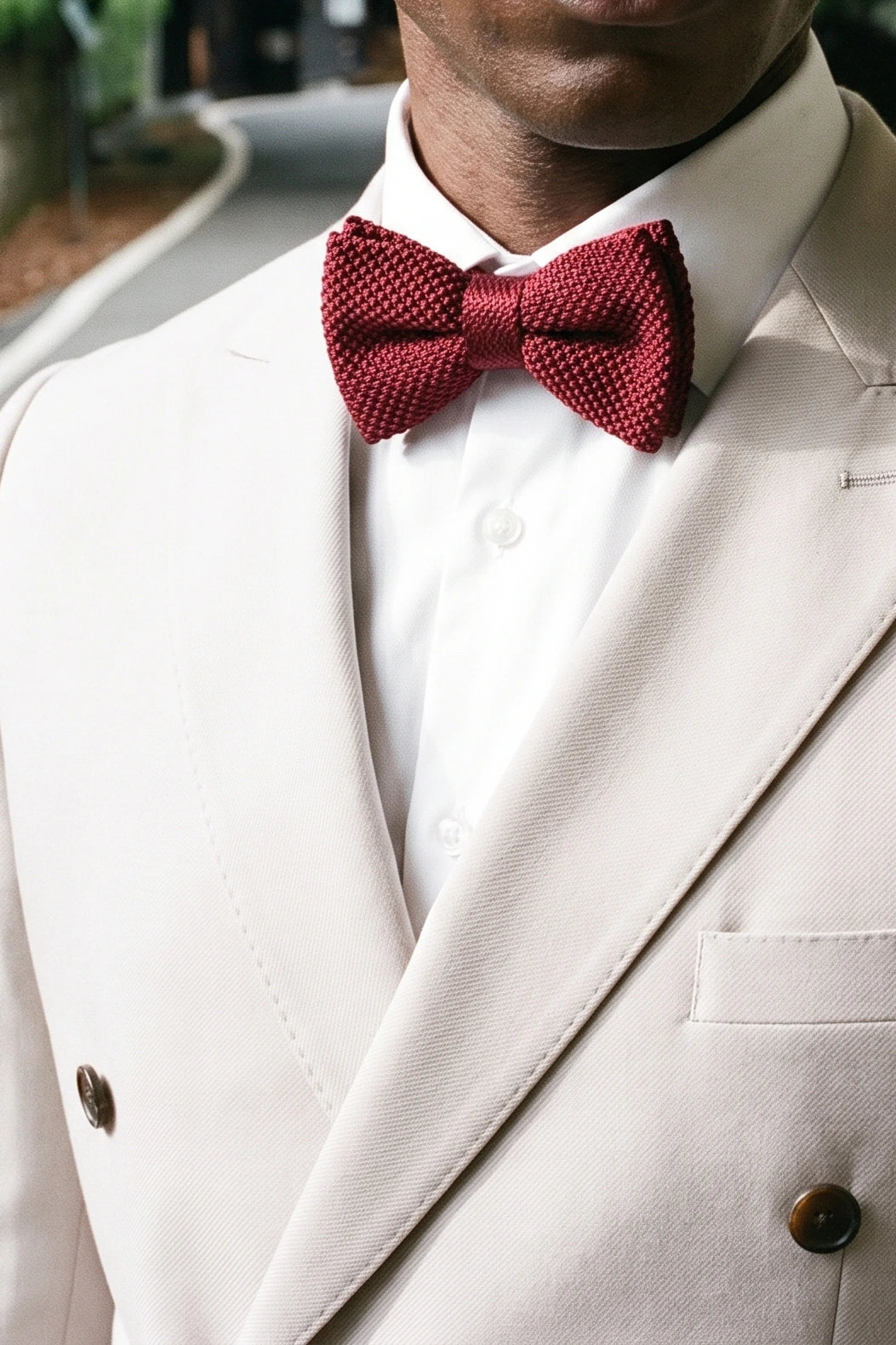 Men’s Burgundy Knitted Bow Tie