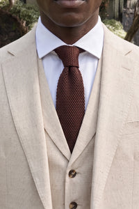 Men’s Burgundy Knitted Polyester Tie